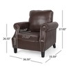 36.5" Faux Leather Club Chair with Birch Wood Legs - 3 of 4