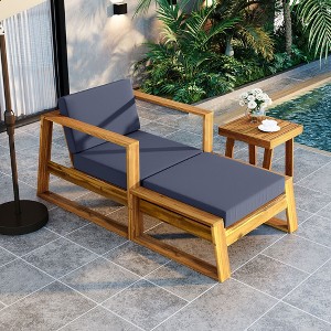 Kumasinova Outdoor Lounge Chairs Set,Acacia Wood Lounge Chair Outdoor with Ottoman&Cushions,All-Weather Patio Lounge Chair for Garden,Deck,Beach - 1 of 4