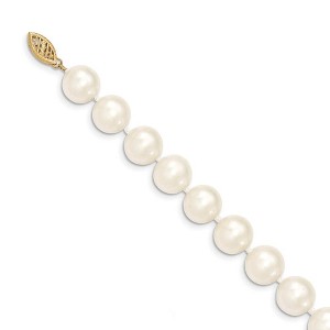 Black Bow Jewelry 10-11mm, White FW Cultured Pearl & 14k Yellow Gold Clasp Necklace - 1 of 4