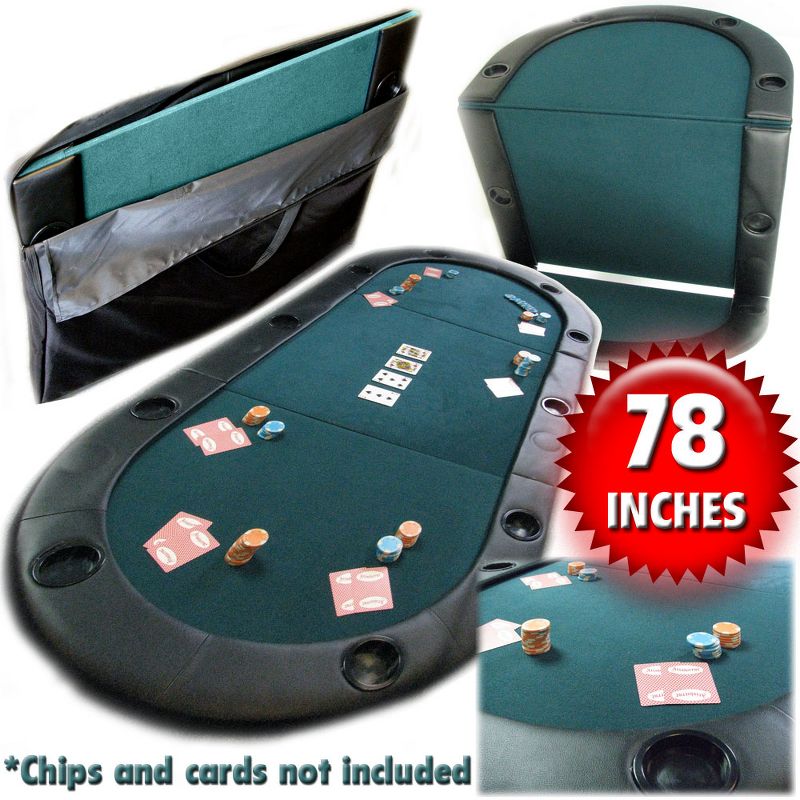 Trademark Poker Texas Hold'em Water-Resistant Folding Tabletop With Cup Holders and Padded Edges - Seats up to 10 People, 4 of 5