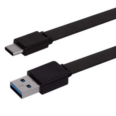 Monoprice Flat USB Type-C to Type-A 3.2 Gen1 Charge and Sync Cable - 3 Feet - Black | 5Gbps, 3A, Reversible Connector, Compatible with Galaxy S10 S10E
