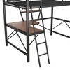 CAVINAS Full Size Loft Bed with Desk Modern Metal Bed Frame with Storage Shelf and Inclined Ladder for Bedroom, Black - 3 of 4
