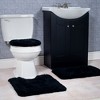 Hastings Home 3-Piece Super Plush Nonslip Bath Mat Rug Set - Black - 2 of 4