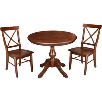 International Concepts 36 inches Round Top Pedestal Table With 2 Chairs