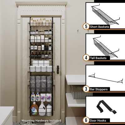 Home-Complete Over the Door Organizer - 9-Tier Hanging Wall Rack for Bathroom or Kitchen Organization - Pantry Organization and Storage by Home-Complete (Black) — фото 7