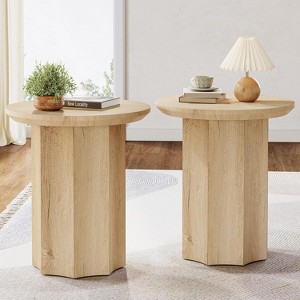 Tribesigns Round End Table, Wooden Side Table with Octagonal Base, Modern Nightstand for Living Room, Bedroom, Easy Assembly - 1 of 4