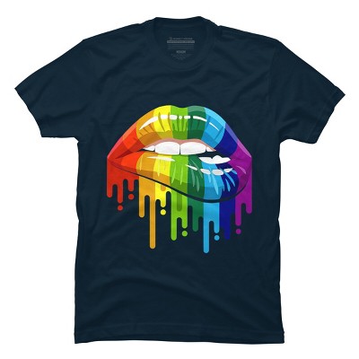 Adult Design By Humans Rainbow Pride Lip Melt By COVI T-Shirt