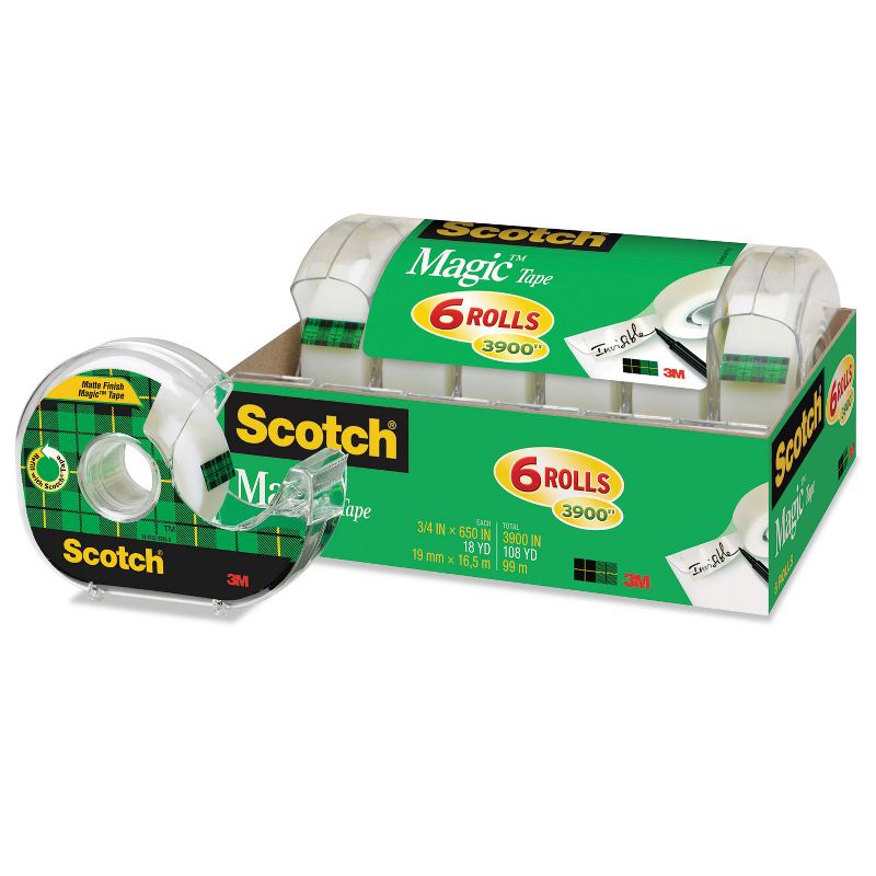 Scotch Magic Tape & Refillable Dispenser 3/4" x 650" 1" Core Transparent 6/Pack 6122, 2 of 10