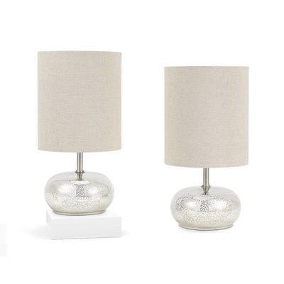 12" 2pk Glass Matching Accent Table Lamp Set Silver - Cresswell Lighting