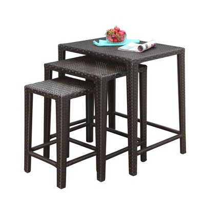 Renee 3pc All-Weather Wicker Patio Tea Table Set - Espresso - Abbyson Living