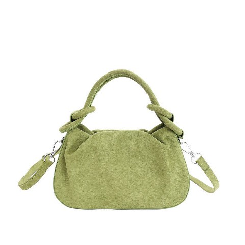 Iris Fashion Cherie Code Women's Soft Suede Hobo Shoulder Bag - Trendy Slouchy Top Handle Purse ,Retro Minimalist Crossbody Handbag Green m