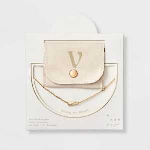 14K Gold Dipped Cubic Zirconia Initial Necklace - A New Day™ - 1 of 4