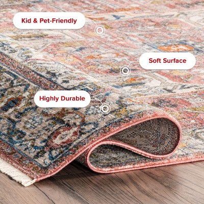 Harriet Orange Vintage Medallion Square Area Rug