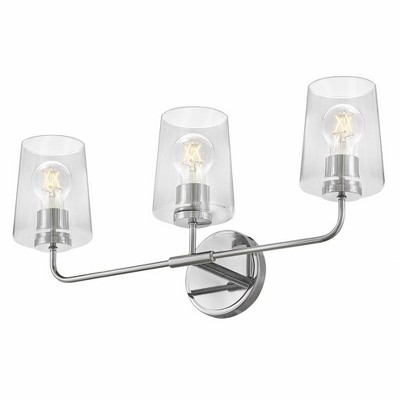 Kline 23.75" Chrome 3-Light Dimmable Vanity Fixture with Clear Glass Shades