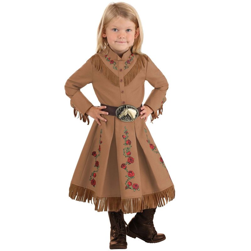 HalloweenCostumes.com Girl's Annie Oakley Cowgirl Toddler Costume, 1 of 7