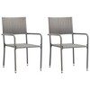 vidaXL Garden Dining Chair Set of 2 Black PE rattan, steel - Gray 2 - 2 of 4