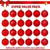 Joyfy 24 Pcs Red Christmas Balls Ornaments Set, Christmas Tree Decorations Indoor, 2.36" Shatterproof Hanging Balls for Tree & Wreath Xmas Decor - 2 of 4