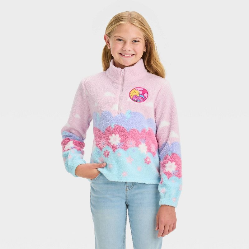 Girls' Trolls Poppy Faux Shearling Pullover Sweatshirt, 1 of 4