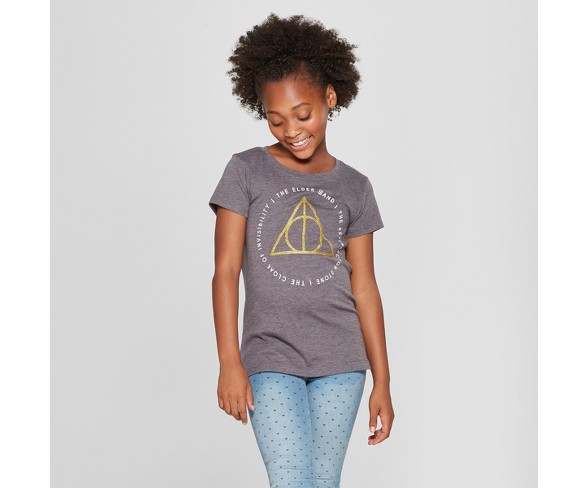 Girls' Harry Potter Seven Short Sleeve T-Shirt - Charcoal Gray XS