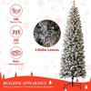 6.5FT Pencil Christmas Tree, Prelit Flocked Skinny Xmas Tree with 586 Branch Tips, 250 Lights, 8 Lighting Modes, Metal Stand, for Christmas Decor - 3 of 4