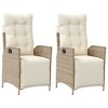 vidaXL Reclining Patio Chairs 2 pcs with Footrest Beige Poly Rattan - 2 of 4
