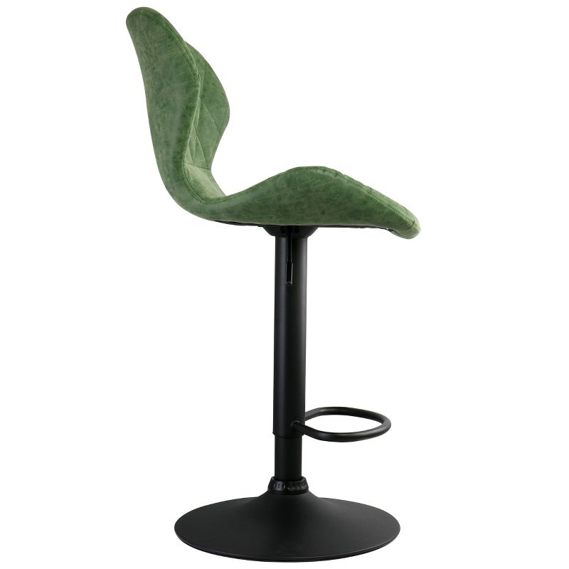 Elama Vintage Faux Leather Adjustable Bar Stool in Green with Black Base, 2 of 8