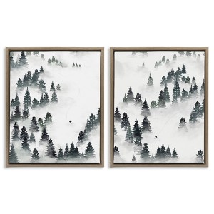 Stupell Industries Winter Ski Slopes Mountain 2pc Floating Frame Art Set - 1 of 4