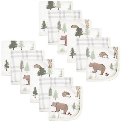 Hudson Baby Infant Boy Cotton Muslin Washcloths, Forest Animals, One Size