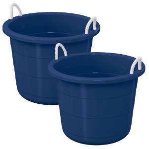 Life Story 17 Gal Plastic Storage Open Top Bucket with Rope Handles, Blue, 2 Pk - 1 of 2