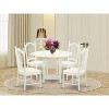 HomeStock 5-Pc Linen White Finish Solid Wood Top - Dining Room Set - Seats-4 - 2 of 4