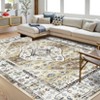 Vintage Oriental 8x10 Area Rugs for Living Room - Machine Washable Non-Slip Distressed Medallion Rug in Yellow (Stain Resistant, Foldable, Low Pile) - 2 of 4
