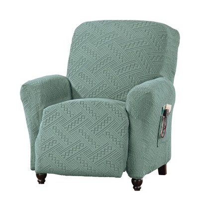 Collections Etc Aztec Herringbone Stretch Furniture Protector Recliner Fern Green