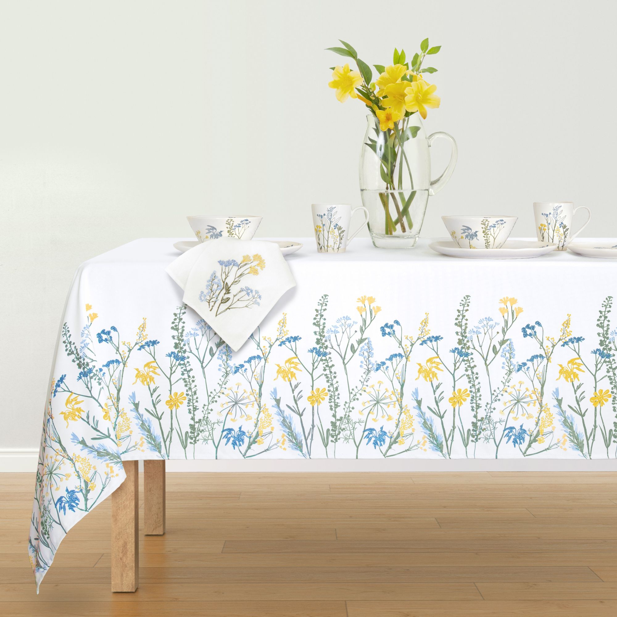 Lenox Wildflowers Border Tablecloth - Blue - 60x120 - Lenox