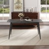 Okak Dining Table 55.12"/62.99"  Modern Artificial Stone Dining Table with Black Metal Leg for 6 People for Kitchen, Dining Room, Office - 2 of 4