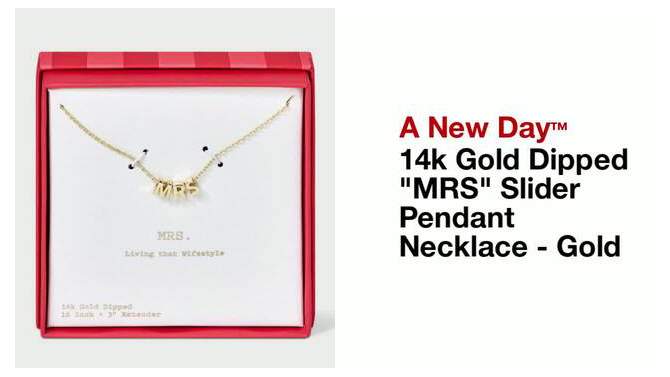 14k Gold Dipped &#34;MRS&#34; Slider Pendant Necklace - A New Day&#8482; Gold, 2 of 6, play video