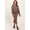 PinkBlush Mocha Ribbed Knit Asymmetric Top Midi Skirt Maternity Set - 3 of 3