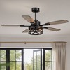 Siljoy 52-in Farmhouse Cage Black Ceiling Fan and Dual Color Blades Ceiling Fan With Lights - Remote Included - 3 of 4