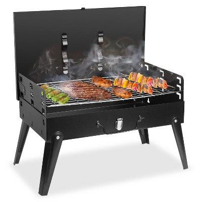 KTMBDW Portable Charcoal Grill, Outdoor Small BBQ Grill with Barbecue Accessories, Folding Camping Grill for Outdoor Cooking Travel Picnic Patio,Black