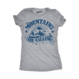 Womens The Mountains Are Calling Cool Sunset Vintage Rockies Funny Hiking Nature T shirt - Crazy Dog Women's T Shirt - 1 of 4