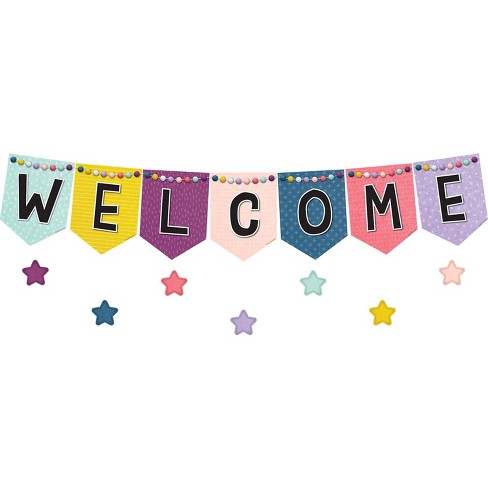 Teacher Created Resources Oh Happy Day Pennants Welcome Bulletin Board ...