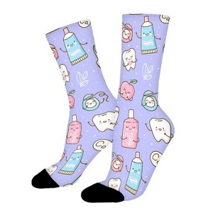 Dentist Women Printed Crew Socks Funny Funky Socks Soft Polyester Novelty Gifts for Artists Men - 1 of 1