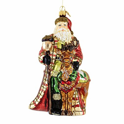 7.0 Inch Santa In Tartan Christmas Deer Acorn Staff Tree Ornaments