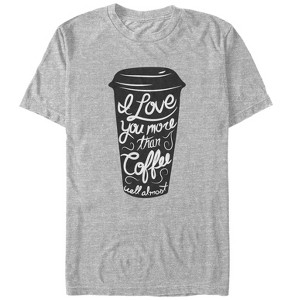 Men's CHIN UP Valentine's Day Love You More Than Coffee T-Shirt - 1 of 4