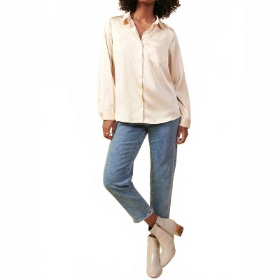 Women's Effortlessly Iconic Button Down Top - Plus - SKIES ARE BLUE