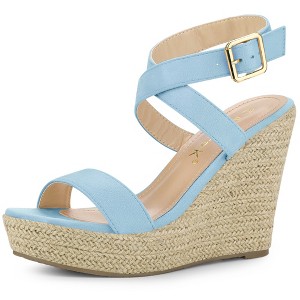 Allegra K Women's Back to College Slingback Crisscross Espadrille Wedges Heel Sandals - 1 of 4
