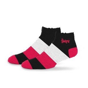 NCAA Nebraska Cornhuskers Neapolitan Stripe Fuzzy Socks - 1 of 3