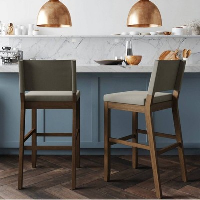 Linus Light Gray and Dark Brown Wood Bar Stool Set