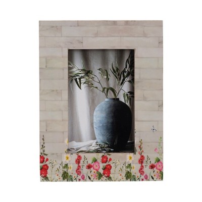 Boho Floral Picture Frame - Decorative Photo Frame with Resin Accents - Vintage Aesthetic for Home, Office, Bedroom, Living Room