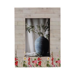 Boho Floral Picture Frame - Decorative Photo Frame with Resin Accents - Vintage Aesthetic for Home, Office, Bedroom, Living Room - 1 of 4