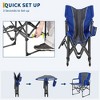 2 PCS Outdoor Portable Folding Camping Chair, Director Chair with Aluminum Side Table & Pocket for Sports, Picnic, Beach, Fishing, Blue - 3 of 4